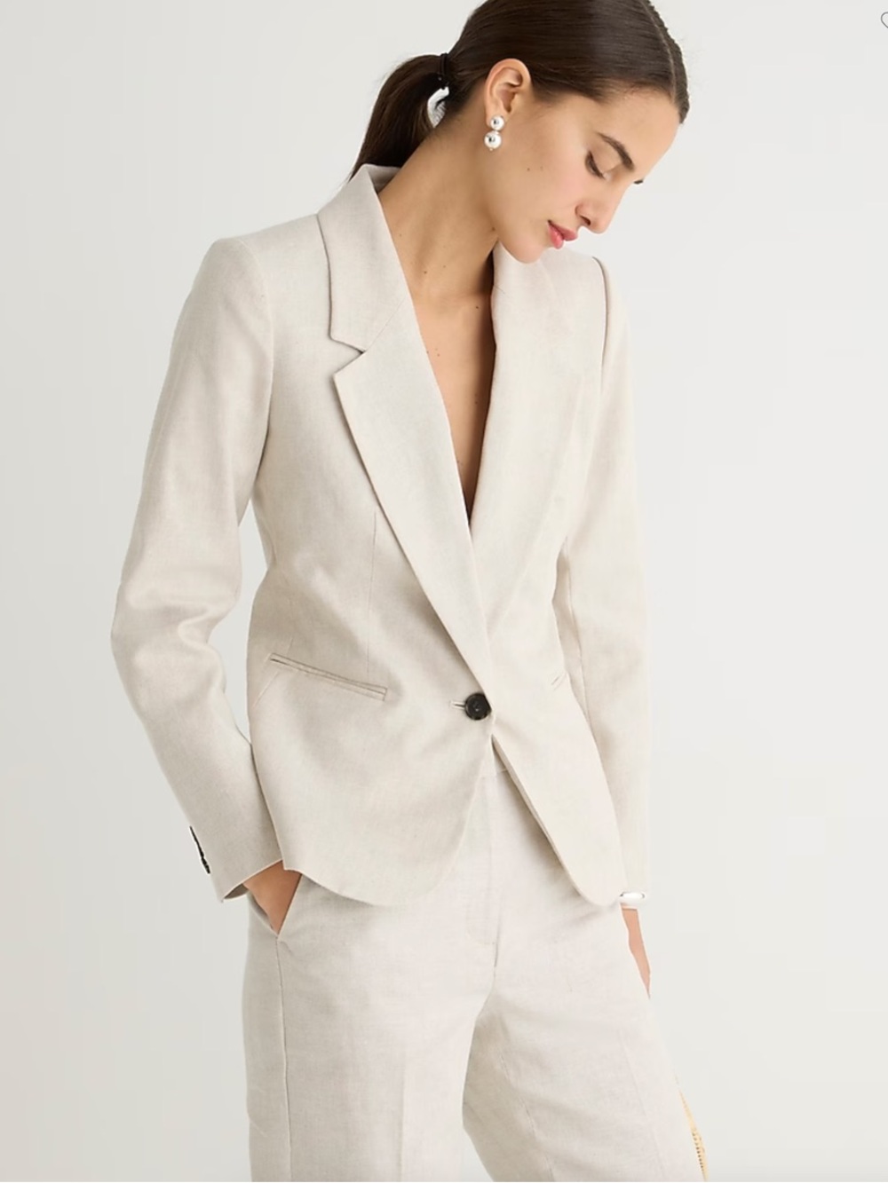 J. Crew Cream Single-Button Tailored Blazer